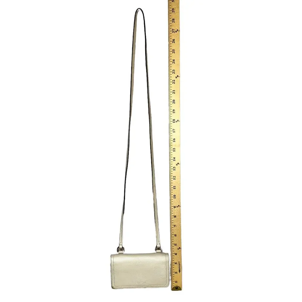 Coach Pearl Cream Metallic Crossbody Wallet Convertible Leather Crossbody Purse - Picture 12 of 14